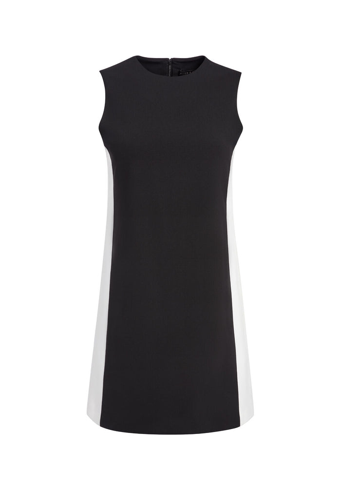 COLEY CREW NECK ALINE DRESS - BLACK/OFF WHITE