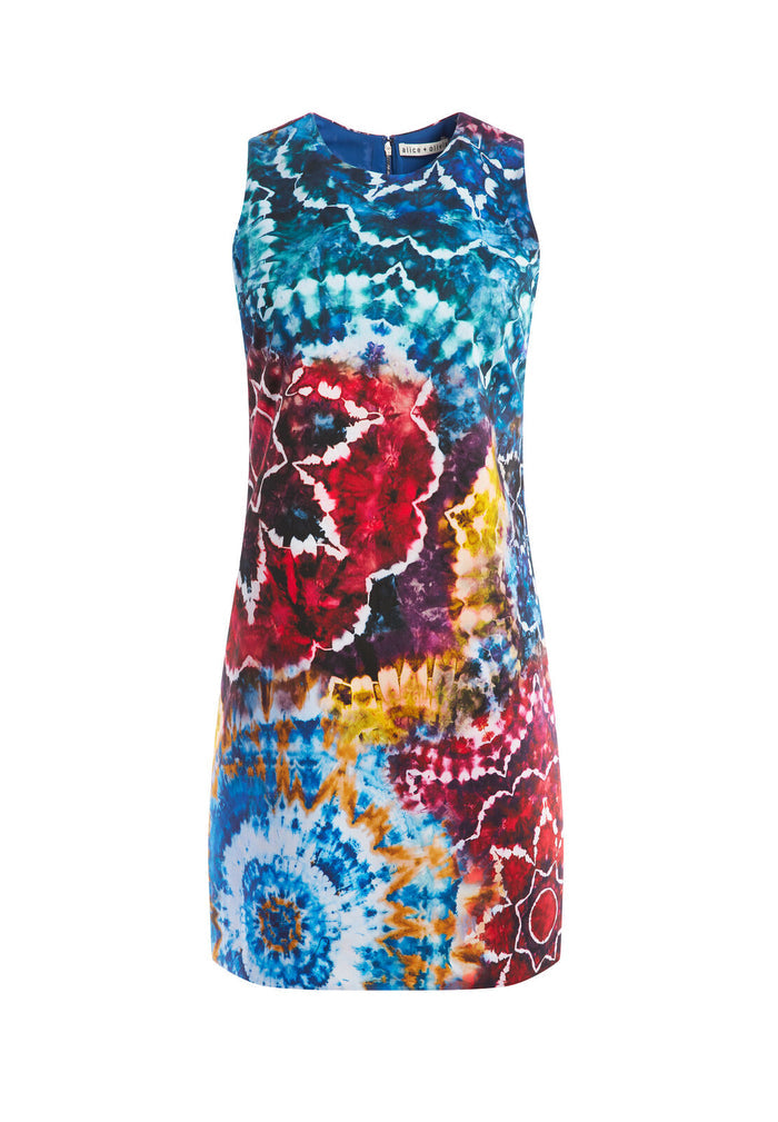 COLEY CREW NECK ALINE DRESS - TIE DYE KALEIDOSCOPE