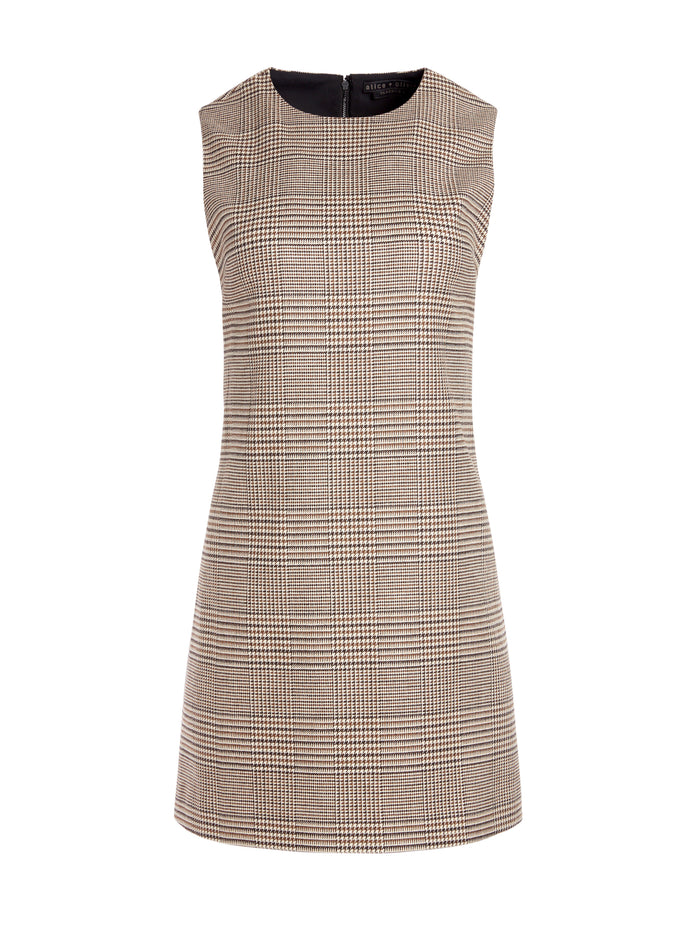 COLEY CREW NECK MINI DRESS - AFTERGLOW PLAID