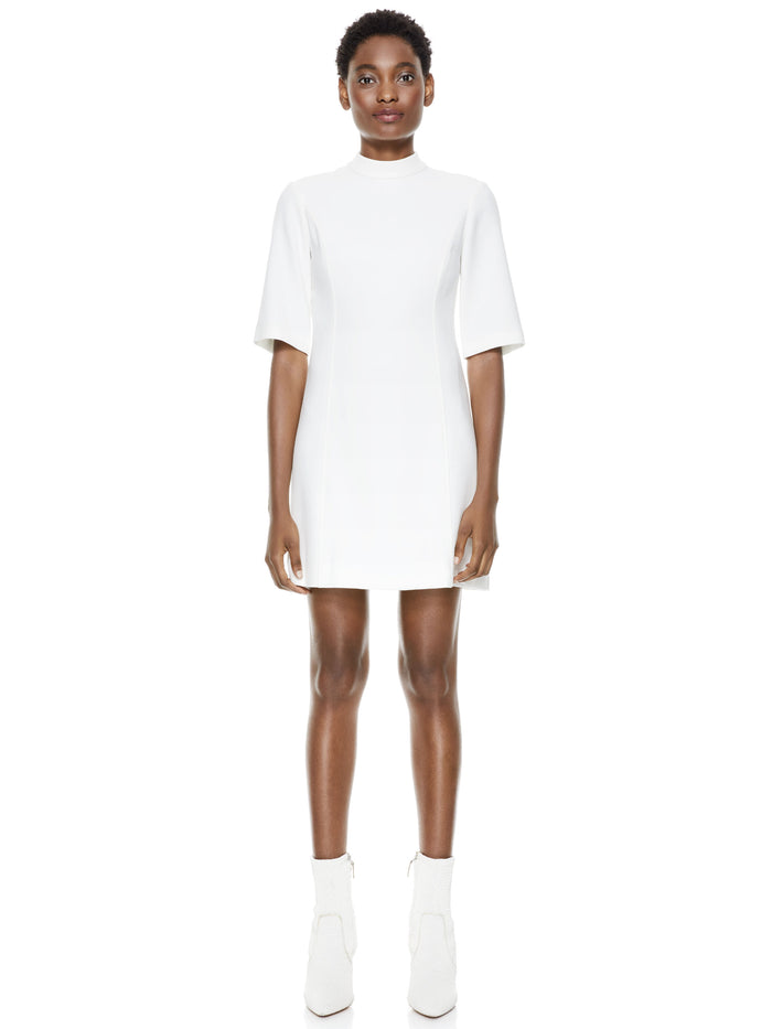COLEY MOCK NECK MINI DRESS - OFF WHITE