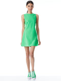COLEY VEGAN LEATHER CREWNECK DRESS - GARDEN GREEN