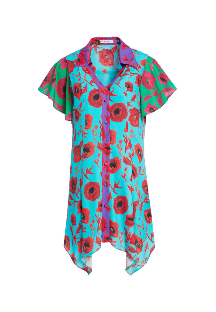 CONNER HANDKERCHIEF SHIRT DRS - POPPY GARDEN BLUEBIRD