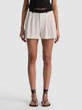 CONRY PLEATED COMBO SHORT - OFF WHITE/BLACK PINSTRIPE
