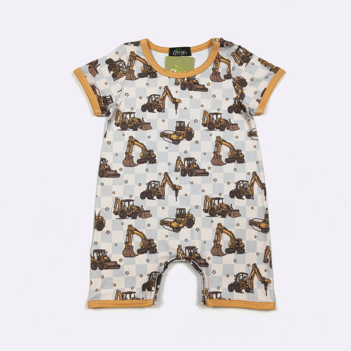 Construction Check Boy Romper