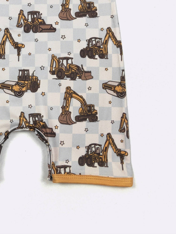 Construction Check Boy Romper