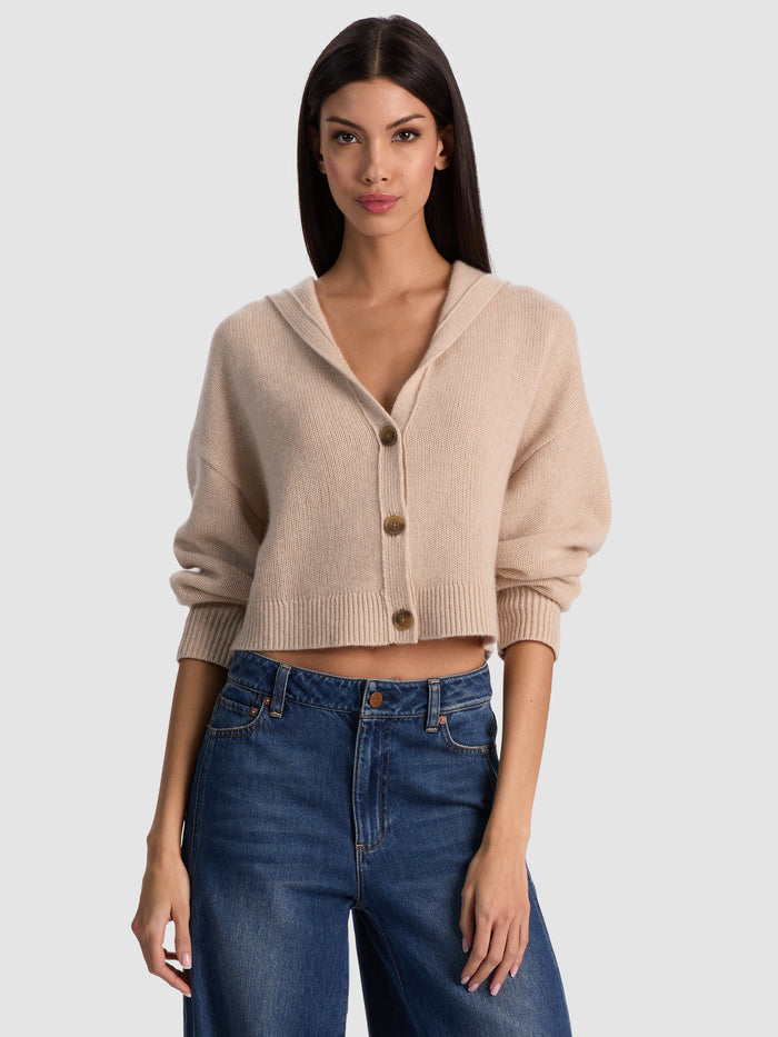 COREY HOODED CASHMERE CARDIGAN - OATMEAL HEATHER