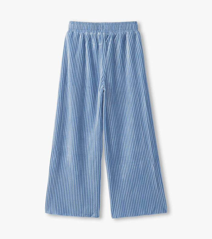 Cornflower Blue Pleated Velour Relaxed Pant