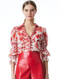 COSIMA FLORAL BUTTON DOWN BLOUSE  - FORGET ME NOT RUBY MULTI