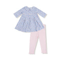 Country Calico Box Pleat Dress & Rib Leggings