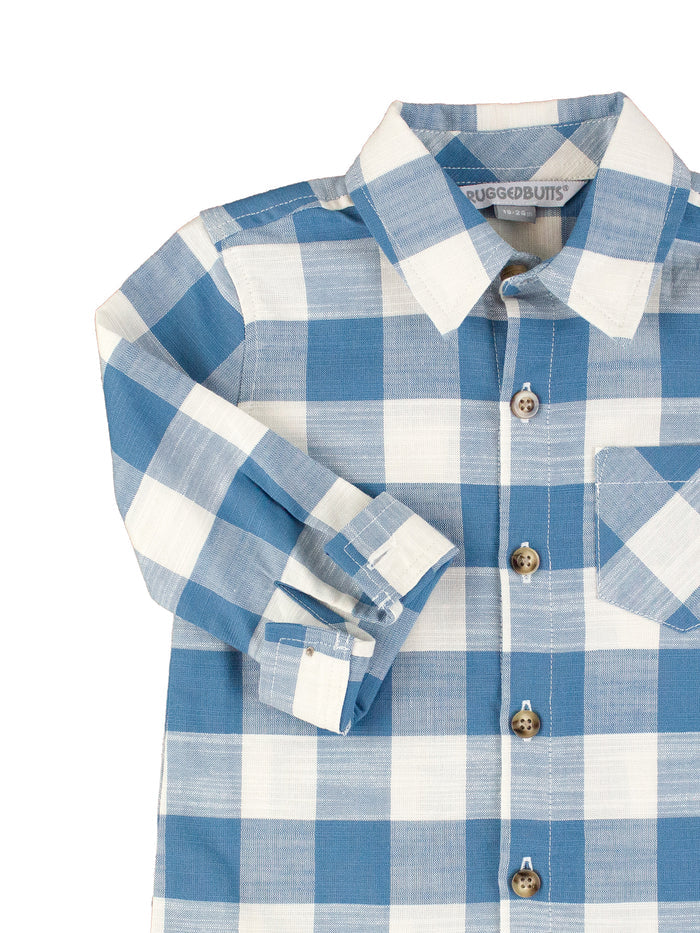 Countryside Blue Plaid Long Sleeve Crew Neck Shirt