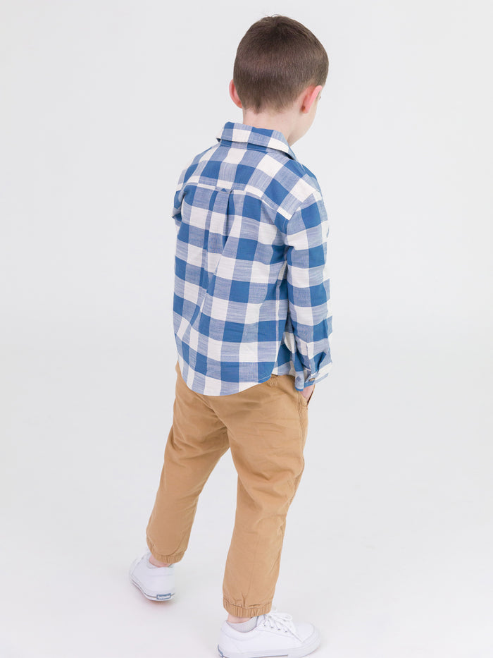 Countryside Blue Plaid Long Sleeve Crew Neck Shirt