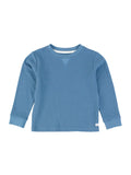 Countryside Blue Waffle Knit Long Sleeve Crew Neck