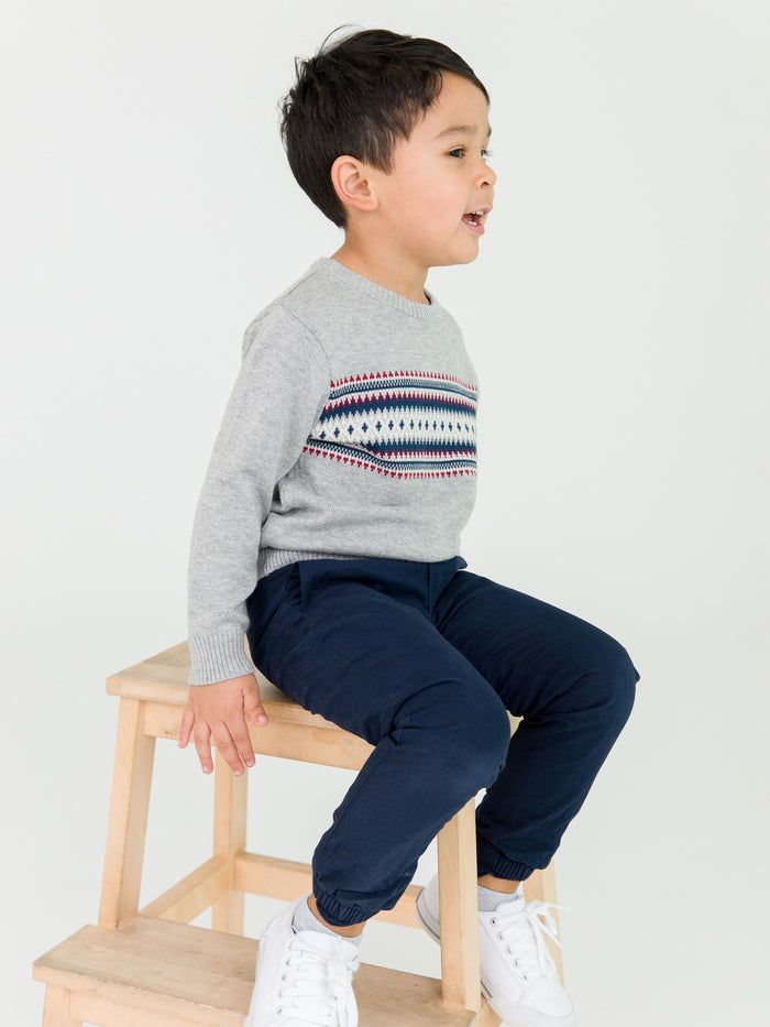 Cozy Fair Isle Knit Crew Sweater