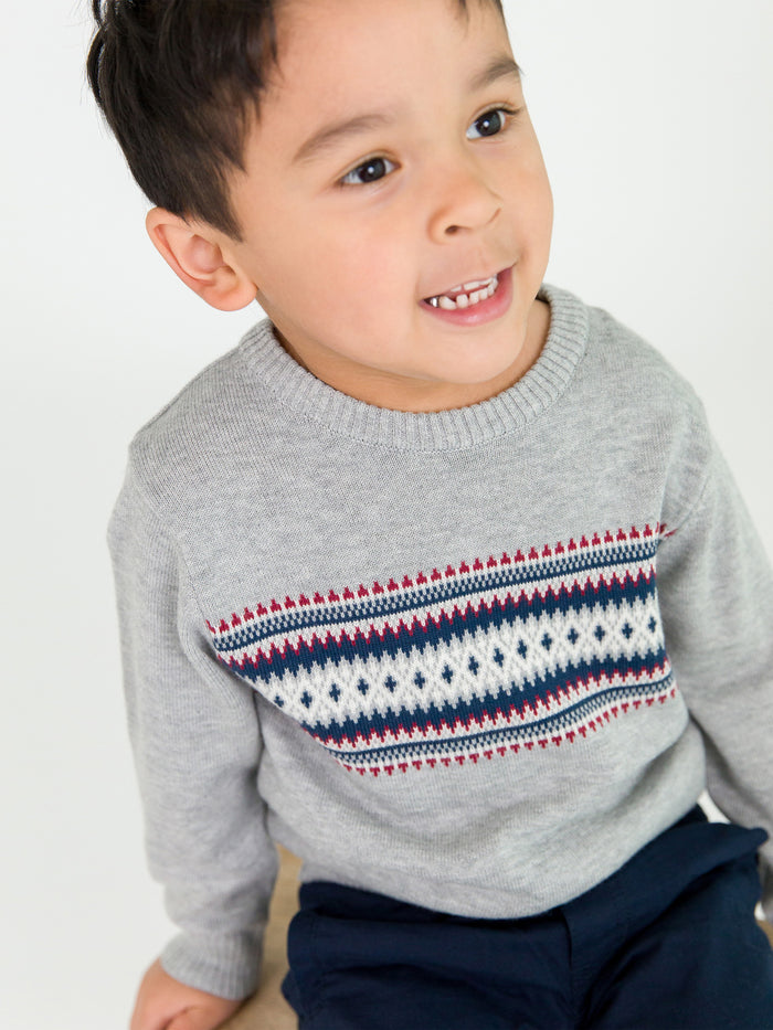 Cozy Fair Isle Knit Crew Sweater