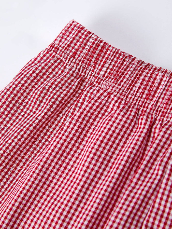 Crab Applique Boy Top And Plaid Shorts Set