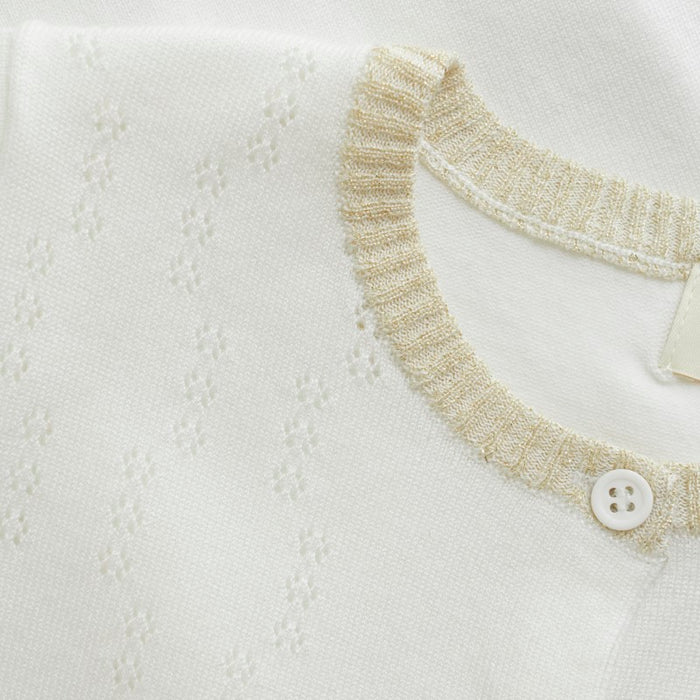Cream & Gold Pointelle Cardigan