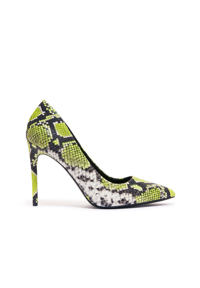 CREDA LIZARD PRINT PUMP - NEON YELLOW