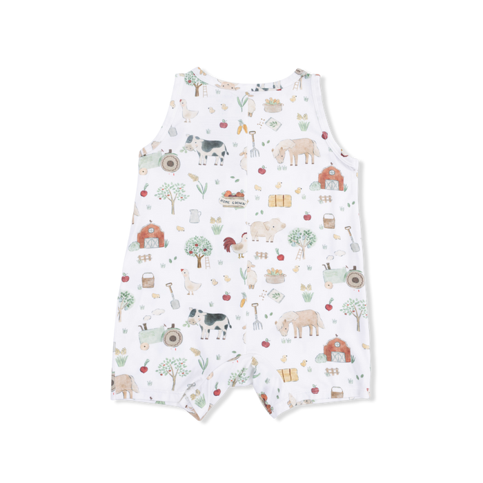 Cute Farm Animals Uni Sleeveless Shortie Romper