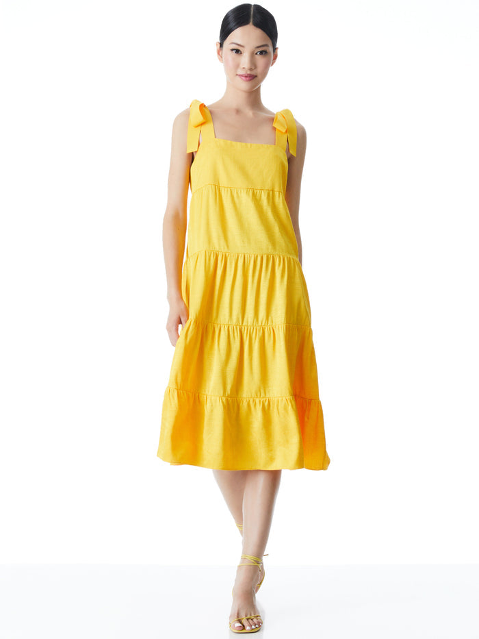 CYNTHIA TIE STRAP MIDI DRESS - TUSCANY