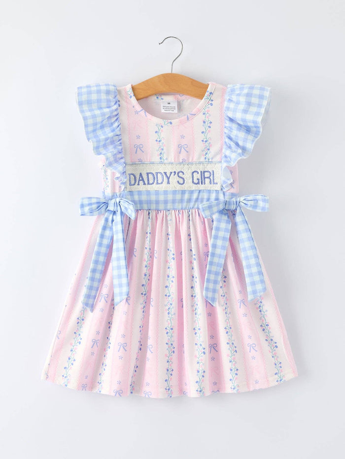 “DADDY'S GIRL” Smocked Plaid Girls Dress