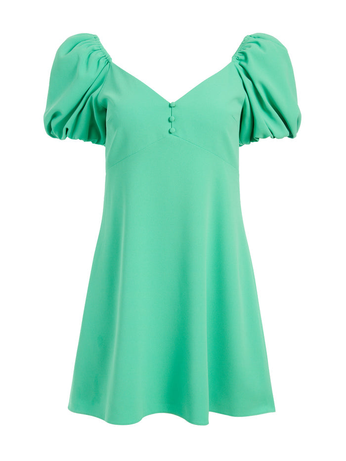 DANA PUFF SLEEVE MINI DRESS - JADE