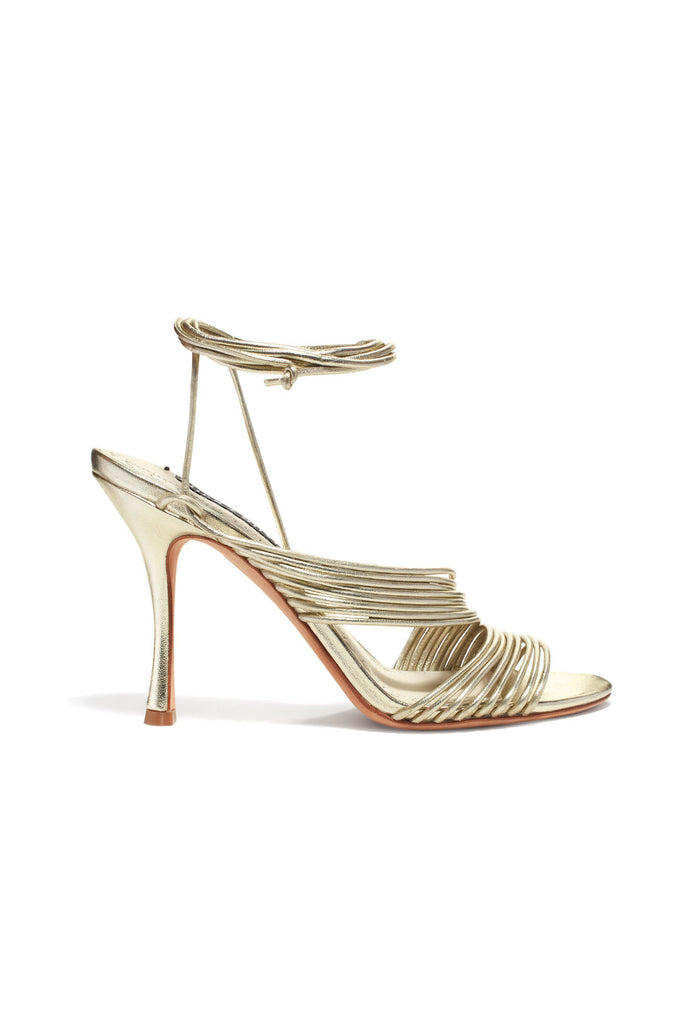 DANESSA ANKLE TIE HEEL - PALE GOLD