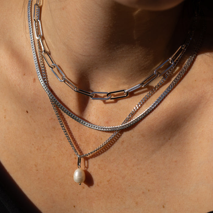 Dani Silver Herringbone Necklace