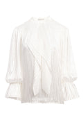 DANIKA TIE NK GATHERED BLOUSE - MINI STRIPE-OFF WHITE