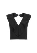 DANNETTE RUFFLED CROP TOP - BLACK