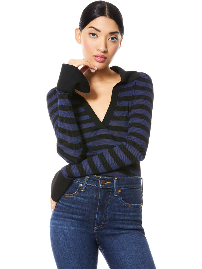 DARALEE FITTED POLO - BLACK/NAVY