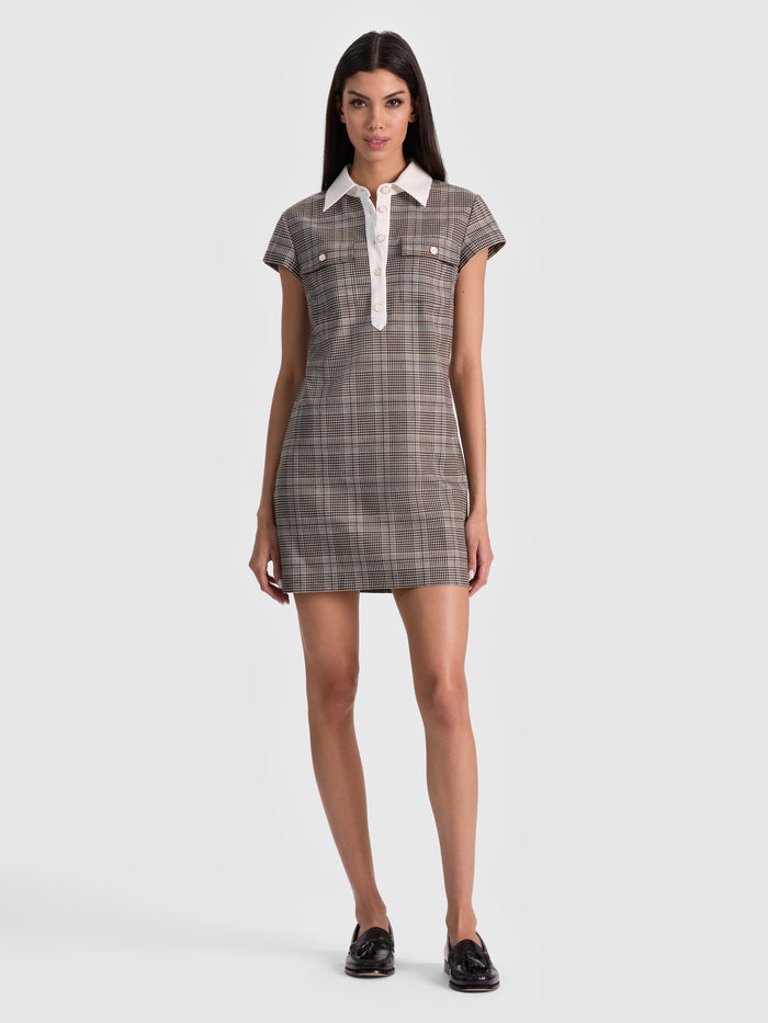 DARBY MINI DRESS - DARK CHOCOLATE/OFF WHITE