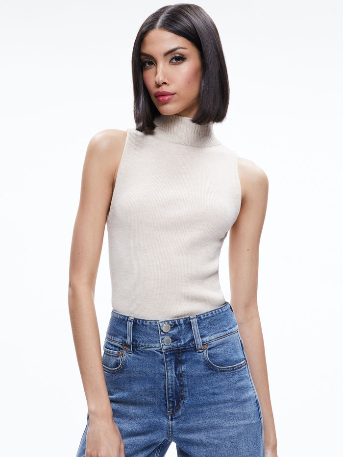 DARCEY TURTLENECK SWEATER TANK - ALMOND HEATHER