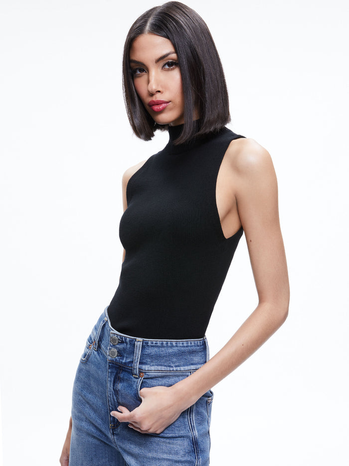DARCEY TURTLENECK SWEATER TANK - BLACK
