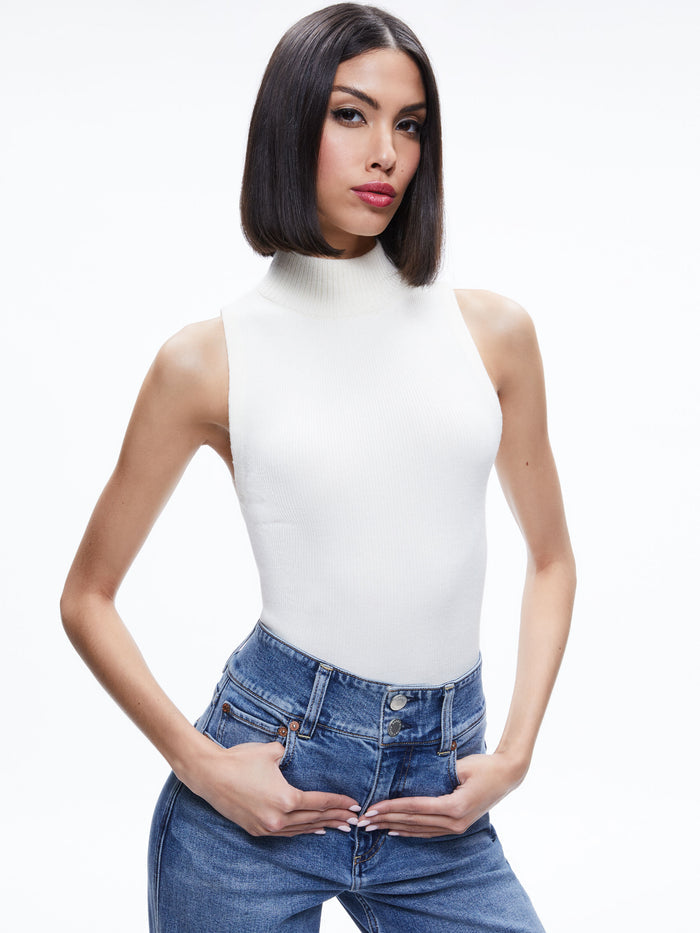 DARCEY TURTLENECK SWEATER TANK - ECRU