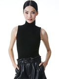 DARINA MOCK NECK TANK - BLACK
