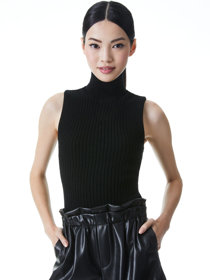 DARINA MOCK NECK TANK - BLACK