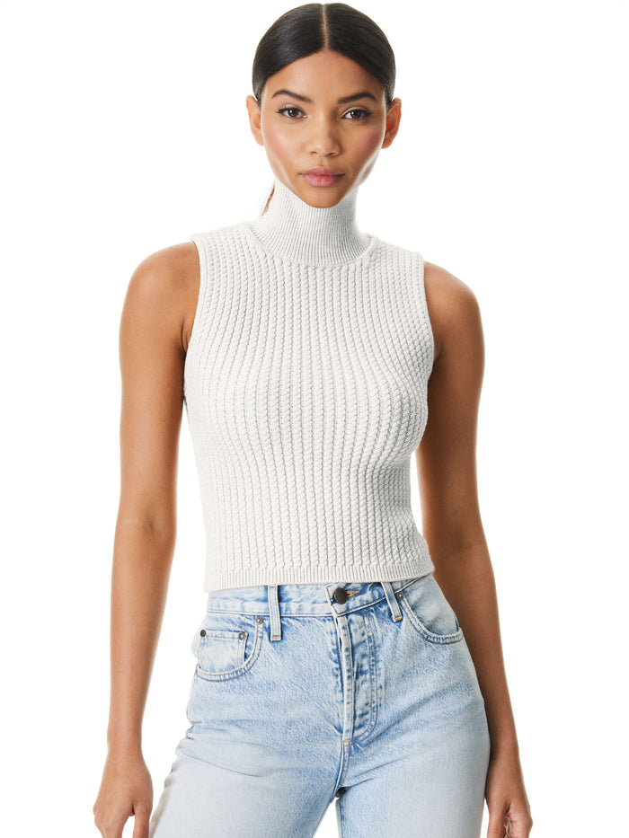 DARINA MOCK NECK TANK - SOFT WHITE
