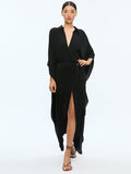 DEANNE MIDI SHIRTDRESS WITH BELT - BLACK