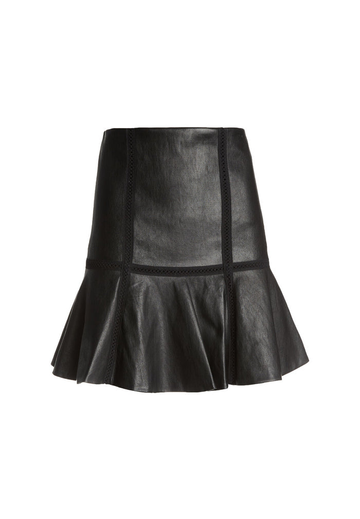 DELMA LTHR FIT FLARE SKT INSRT - BLACK