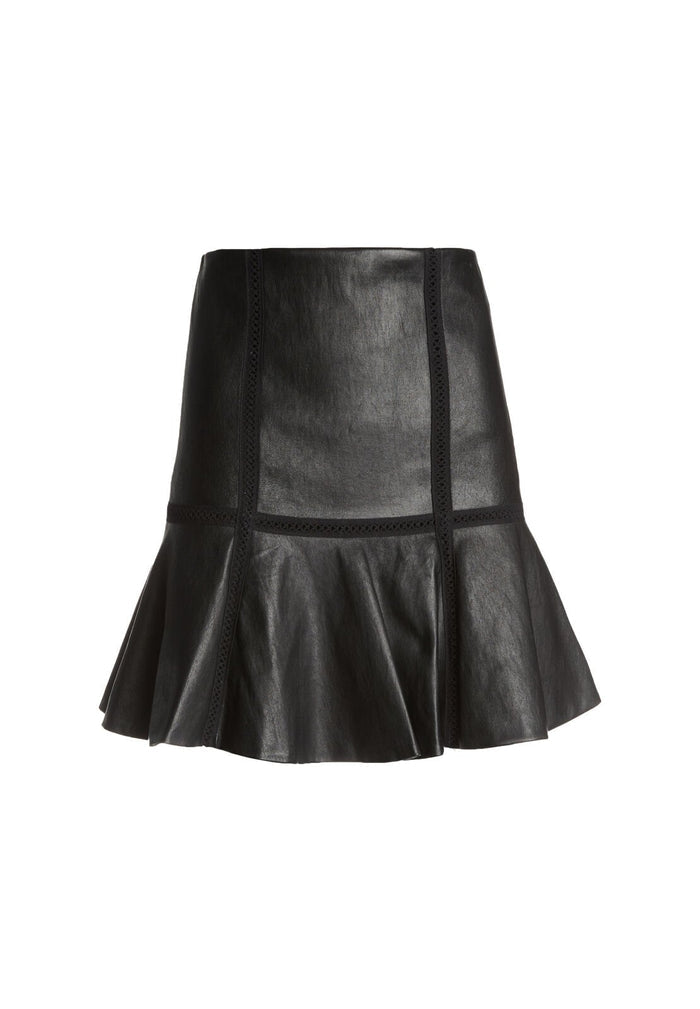 DELMA LTHR FIT FLARE SKT INSRT - BLACK