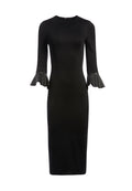 DELORA TRUMPET SLEEVE DRESS - BLACK