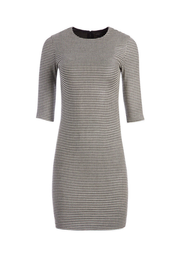 DELORA TURTLENECK MINI DRESS - BLACK/WHITE