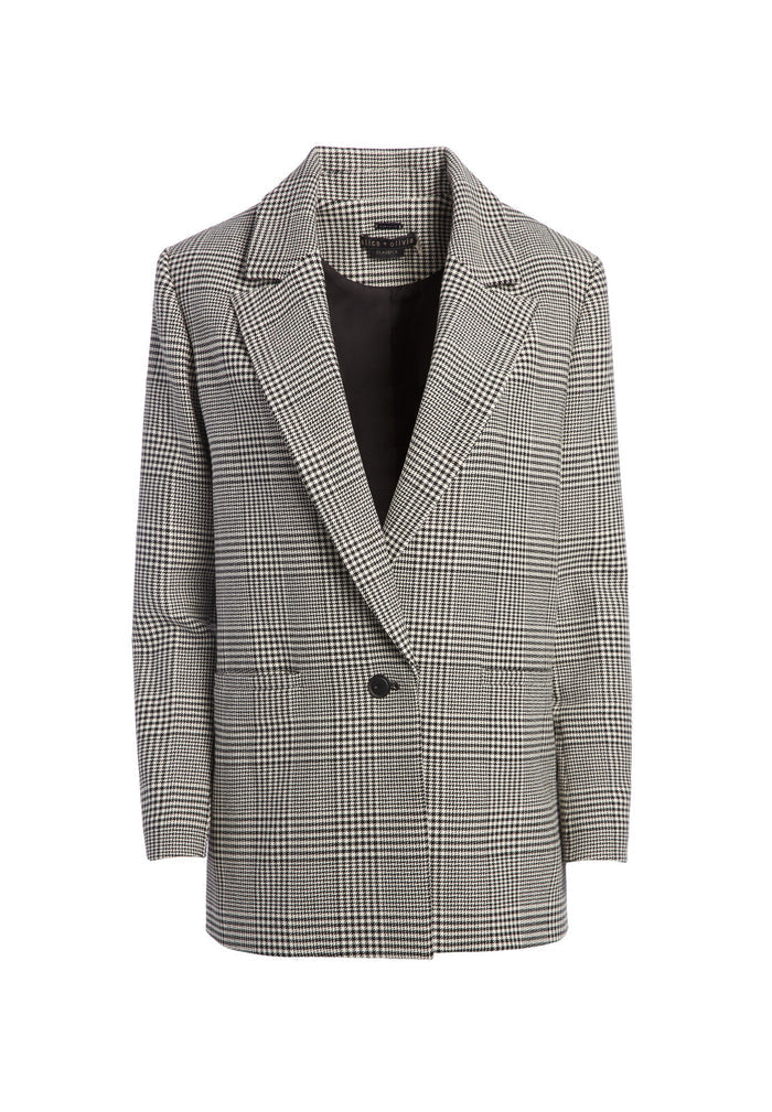 DENNY PLAID BOYFRIEND BLAZER - BLACK/WHITE