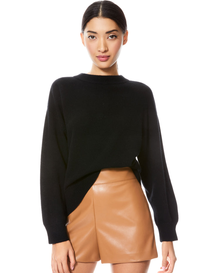 DENVER ROUND HEM SWEATER - BLACK