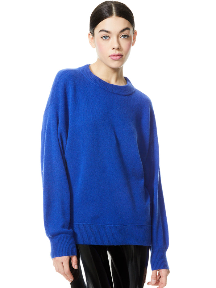 DENVER ROUND HEM SWEATER - COBALT