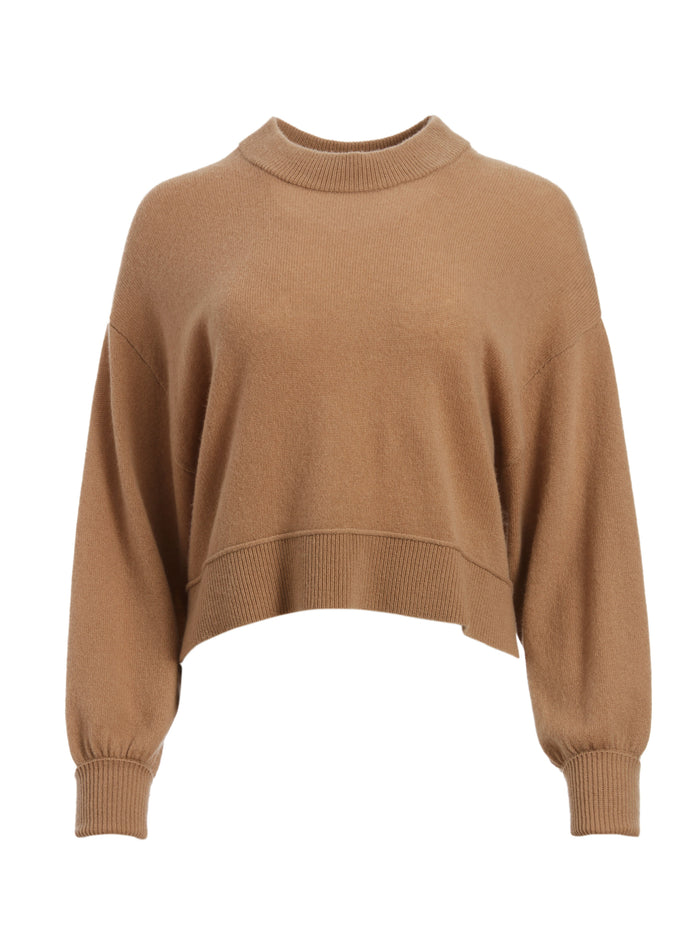 DENVER ROUND HEM SWEATER - CAMEL