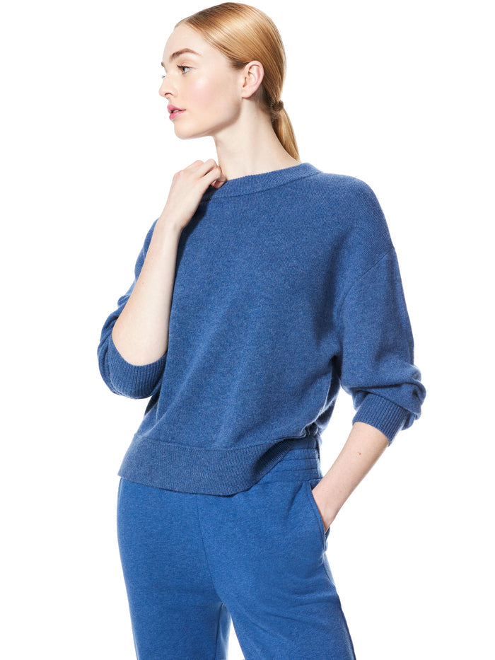 DENVER ROUND HEM SWEATER - CHAMBRAY