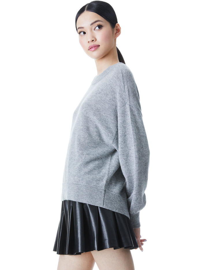 DENVER ROUND HEM SWEATER - MEDIUM HEATHER GREY