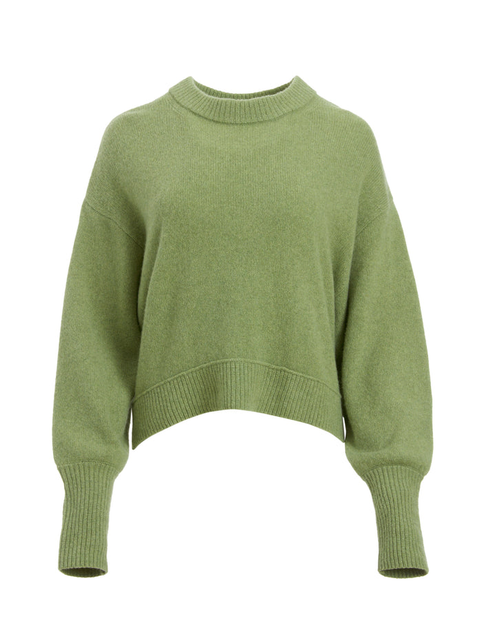 DENVER ROUND HEM SWEATER - SAGE