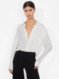 DIMITRA OVERSIZED BUTTON DOWN - PINSTRIPE OFF WHITE/BLACK